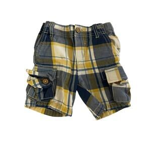 Mini Boden Yellow Blue Plaid Shorts 2Y